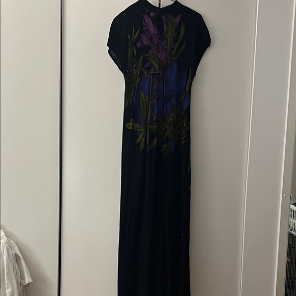 Carole Little Black Maxi Dress with Purple Floral Design - Picture 3 of 4
